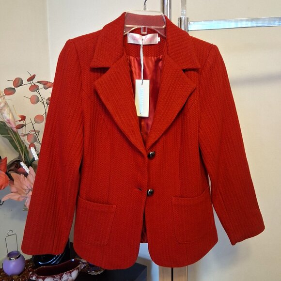 NWT Comfy Lined Red Blazer Jacket Spring Fall Winter Jackets Tag Size S 4 6 - Picture 9 of 12